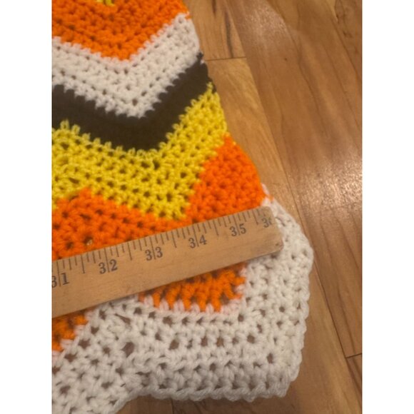 Vintage Candy Corn Chevron Crochet Throw BlanketApprox. 36" x 43" - Picture 6 of 6